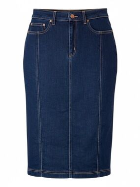 BODEN Pencil Silhouette Skirt Cotton Blend in Blue Stretch Denim Women’s 8 Long